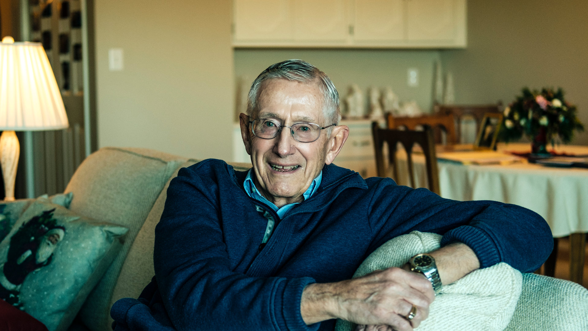 Dr. Wayne Thalhuber '60 (biology) poses for a portrait in his Mendota Heights home December 20, 2016. Thalhuber is the recipient of the 2017 St. Thomas Day Humanitarian Award. 
