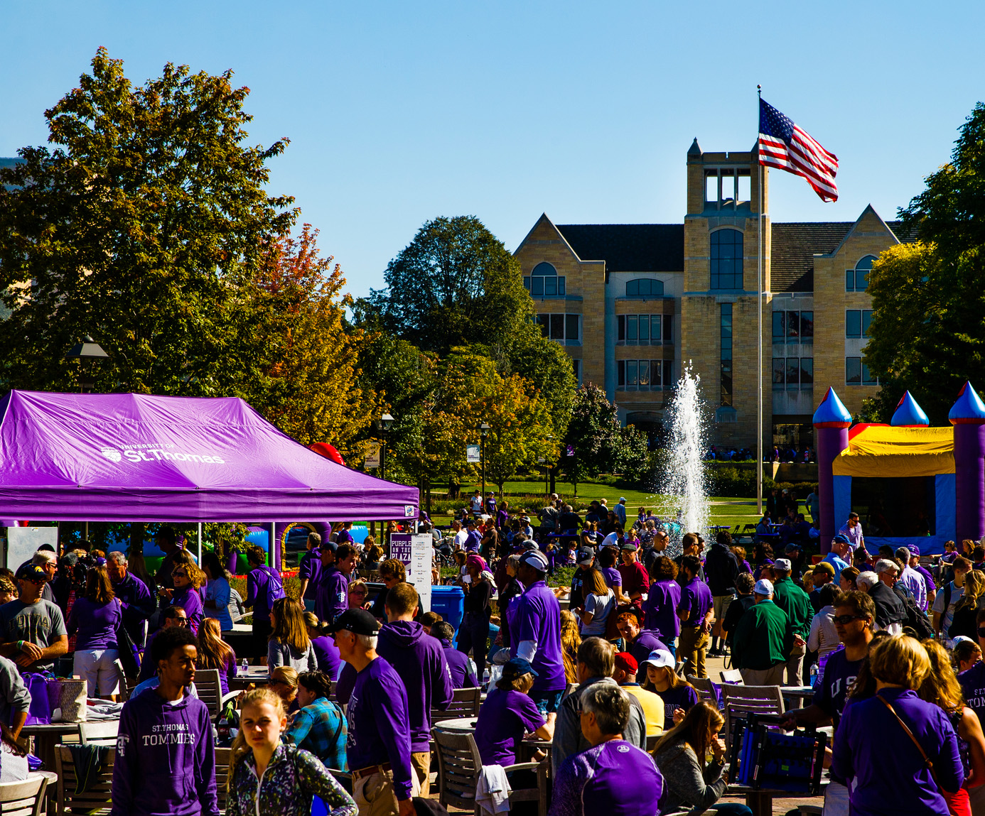 A sunny day during Purple on the Plaza