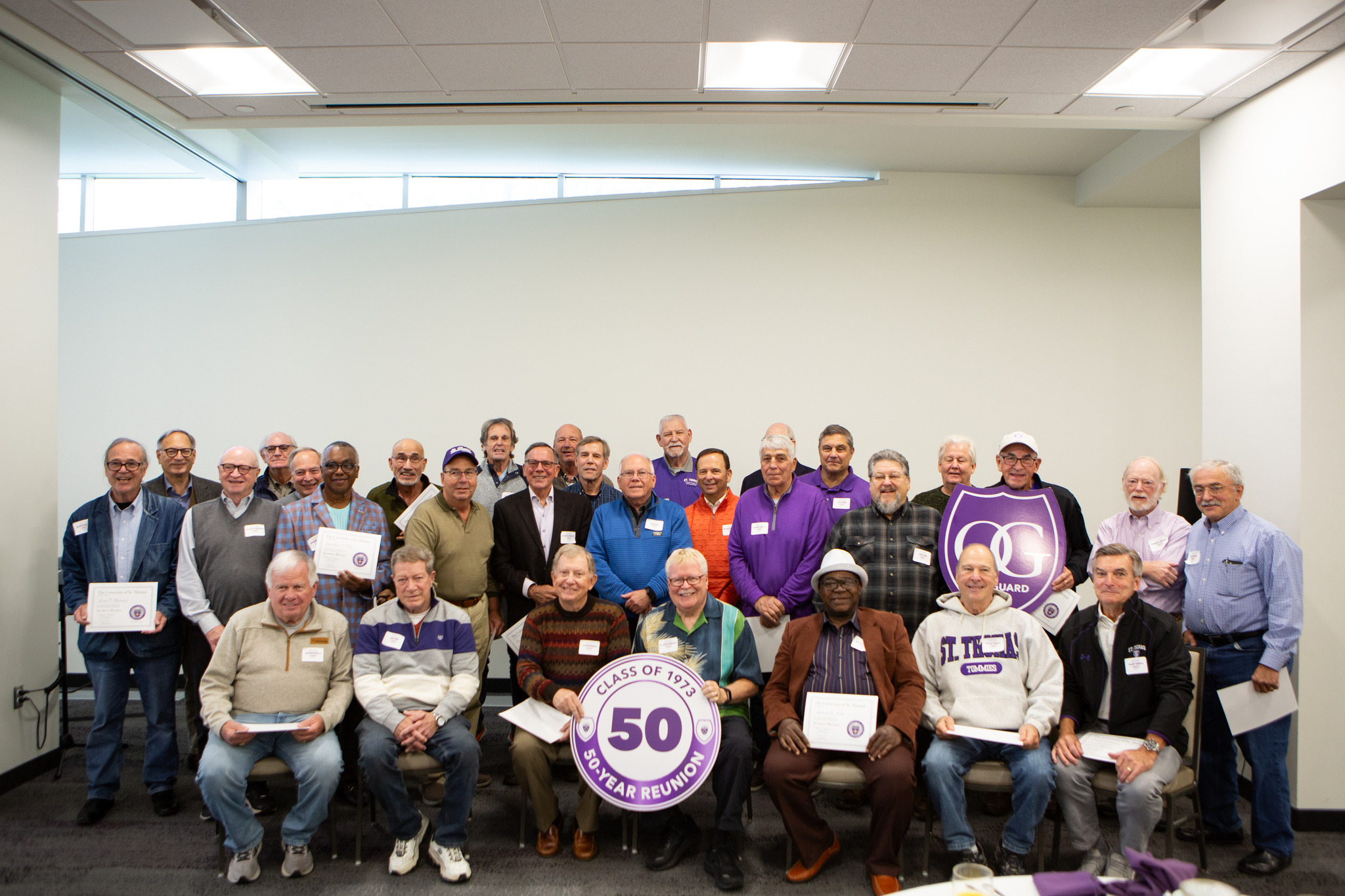 Group photo of the Class of 1973 and Old Guard members at the 2022 reunion