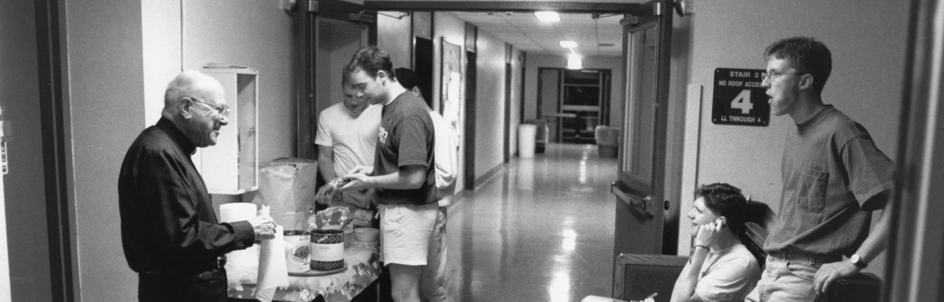 Fr. James Lavin made Lavinburgers with students for many years in Ireland Hall