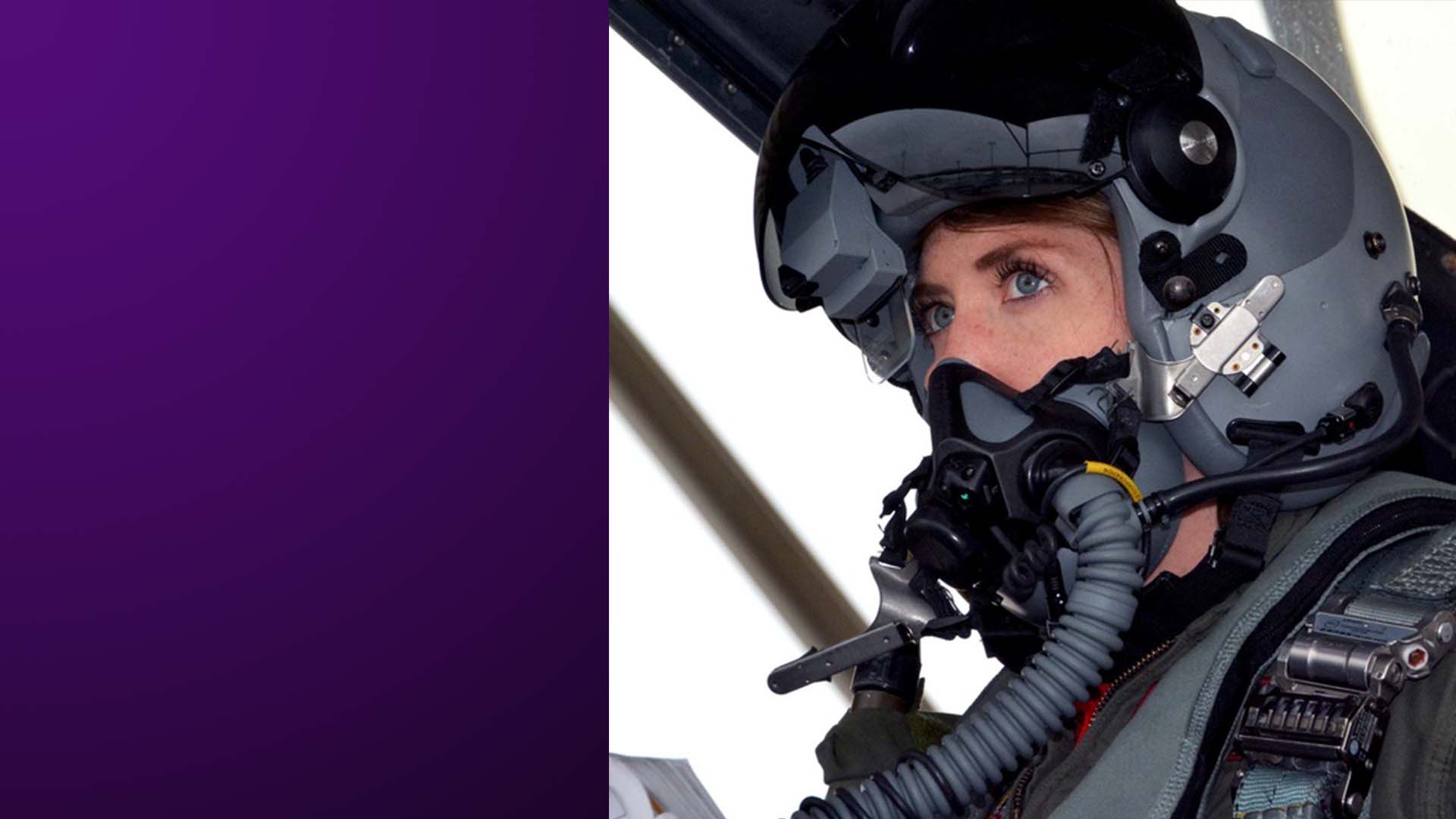 Maj. Michelle Curran in flight helmet