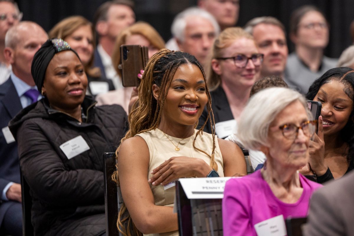 Rachel Thelonius smiles from the audience