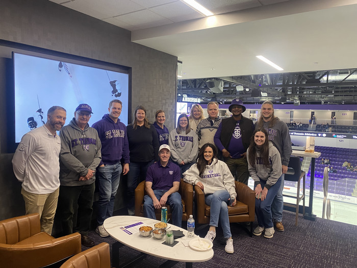 A student talks with a representative from Polaris during the Fall Career Fair in the Anderson Athletic and Recreation Complex AARC on September 29, 2023, in St. Paul.