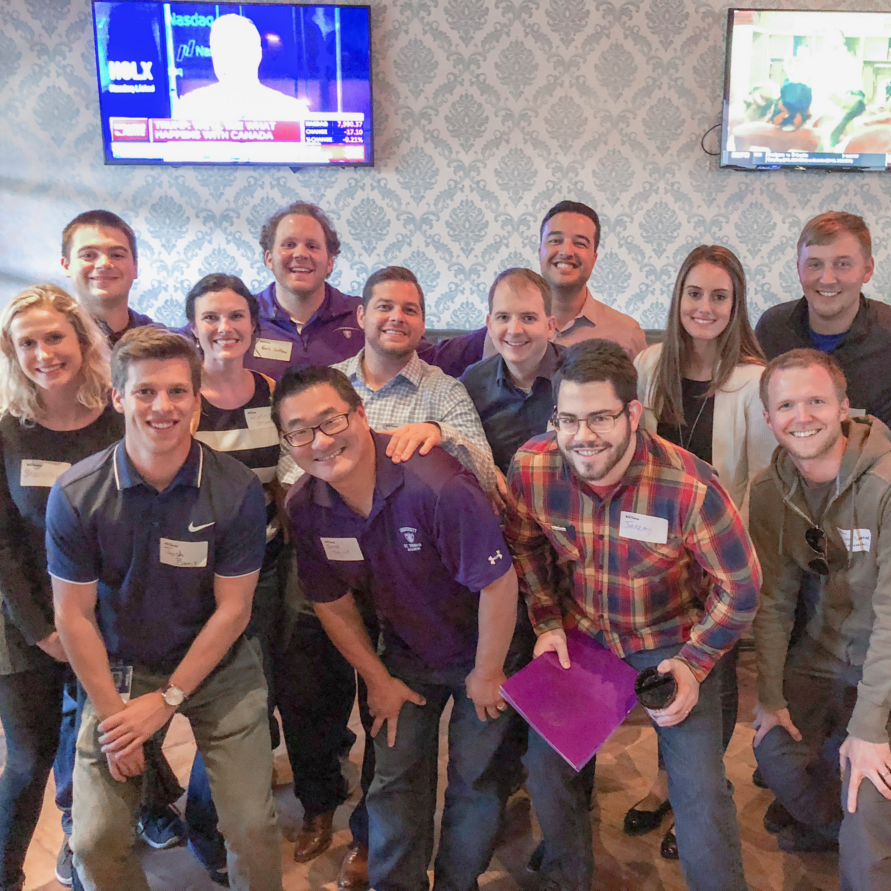 us bank employees pose for a group picture at a company event