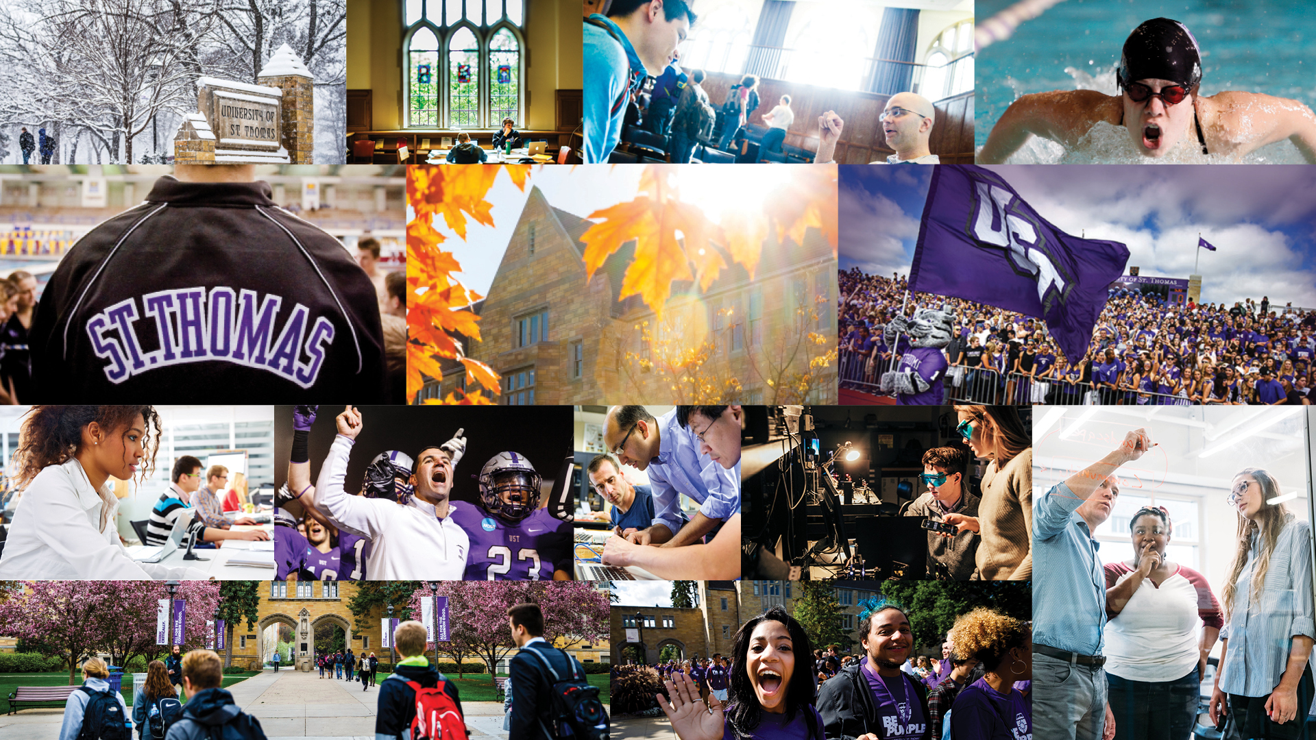 collage of various images taken on the St. Thomas campus